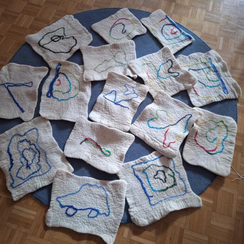 gefilzte Sitzkissen